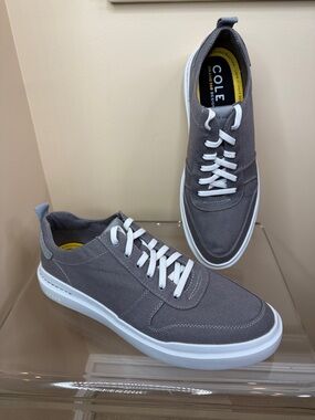 Cole Haan Men’s Gray Canvas Sneakers with White Sole